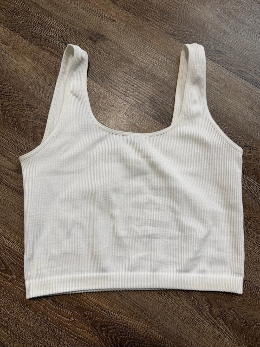 GAP White Ribbed Scoop Neck Crop Tank